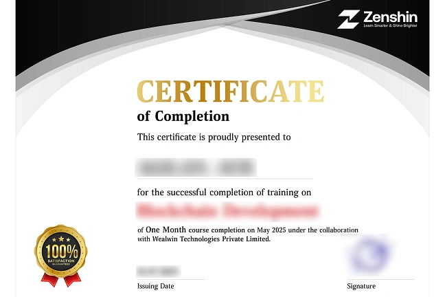 Zenshin Technologies Digital Marketing Course Certificate